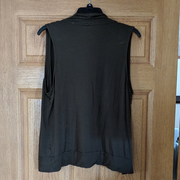 Army Green Sleeveless Cardigan - Picture 2 of 4